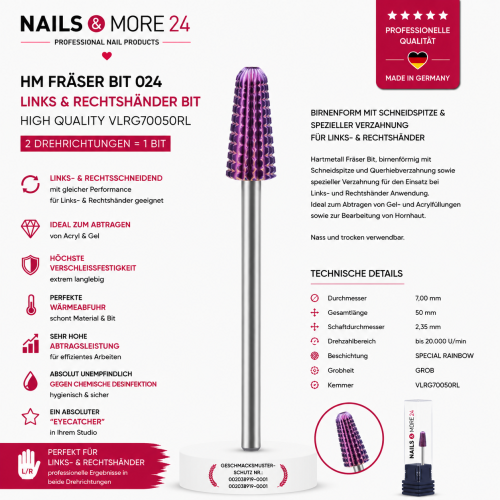 HM Fräser Bit 024 | Links & Rechtshänder High Quality VLRG70050RL